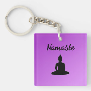 Porte-clefs Bouddha pourpre Namaste