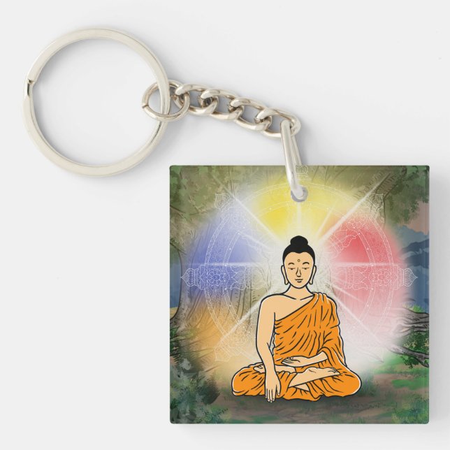 Porte-clefs Bouddha's Enlightenment & Dharma Wheel Porte - clé (Devant)