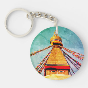 Porte-clefs Boudhanath Stupa, Bouddha Eyes, Himalaya, Népal