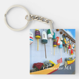 Porte-clefs Bouées de homard sur un bâtiment à Gloucester MA