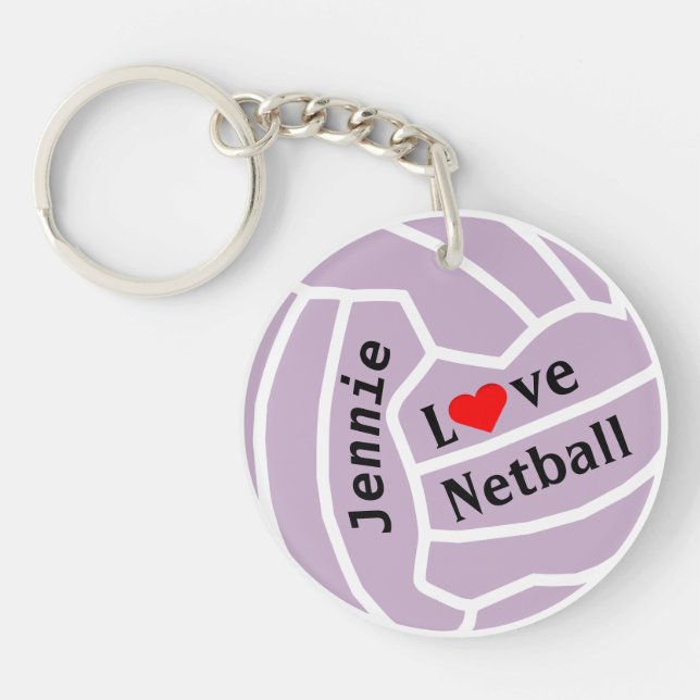 Porte-clefs Boule de net-ball d'amour personnalisée (Devant)