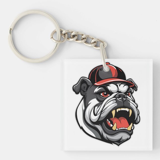 PORTE-CLEFS BOULEDOGUE AVEC CASQUETTE DE BASEBALL (Devant)