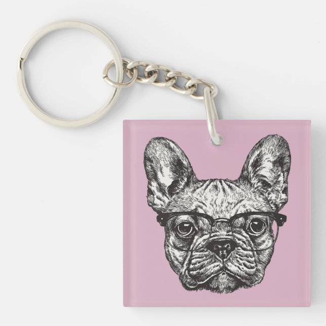 Porte-clefs Bouledogue de hippie (Devant)