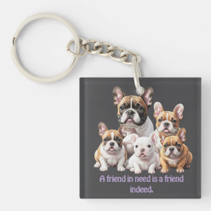 Porte-clefs Bouledogue français amis amusants bouledogues