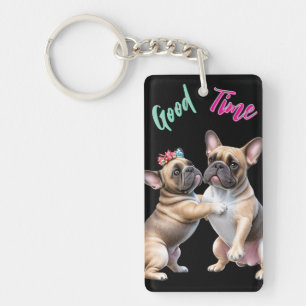 Porte-clefs Bouledogue français amoureux Saint-Valentin