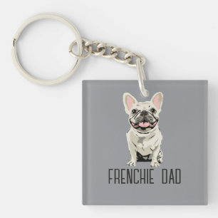 Porte-clefs Bouledogue Français Blanc, Papa Frenchie