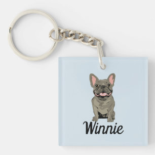 Porte-clefs Bouledogue français gris