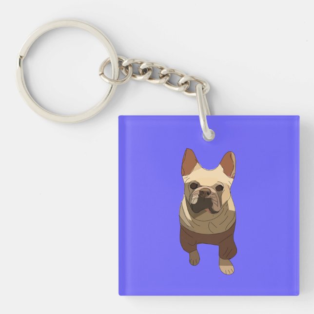 Porte-clefs Bouledogue Français, Lavande Violet (Devant)