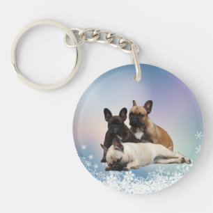 Porte-clefs Bouledogue français neige French Bulldog
