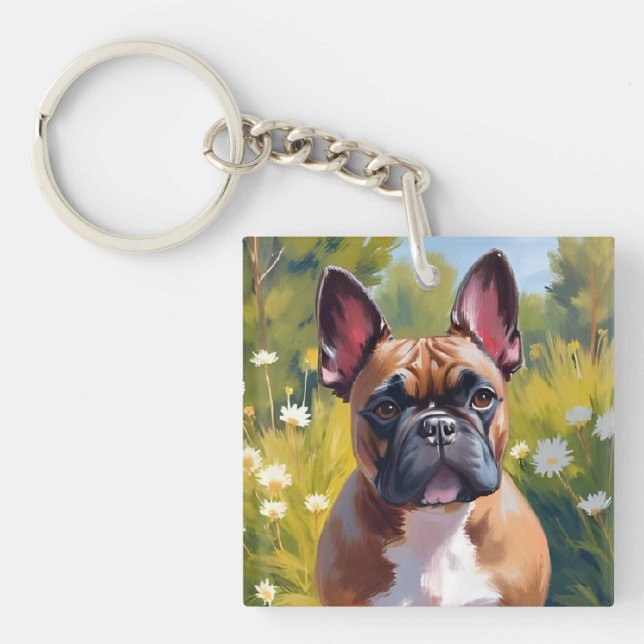 Porte-clefs Bouledogue français | Peinture d'animal de compagn (Devant)
