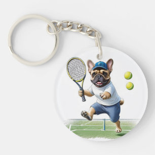 Porte-clefs Bouledogue français Tennis Fête des pères Bouledo