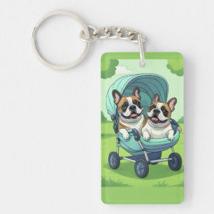 Porte-clefs Bouledogues français jumeaux Französische Bulldogg
