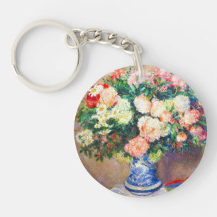 Porte-clefs Bouquet de chrysanthèmes et un fan japonais
