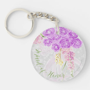 Porte-clefs Bouquet de demoiselle d'honneur à noeud papillon t