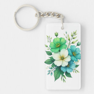 Porte-clefs Bouquet de fleurs blanches bleues-57453
