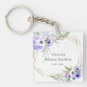 Porte-clefs Bouquet de fleurs d'anémone violette pour la fête 