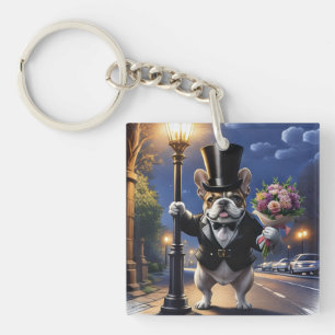 Porte-clefs Bouquet de fleurs de bouledogue français