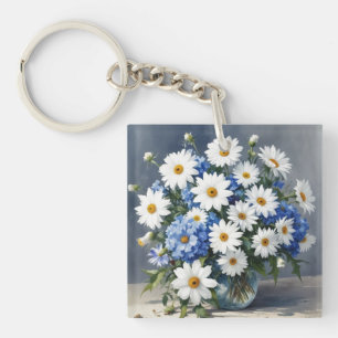 Porte-clefs Bouquet de fleurs Élégantes marguerites Aquarelle