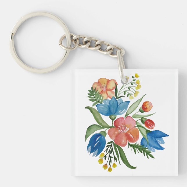 Porte-clefs Bouquet de fleurs multicolores (Devant)