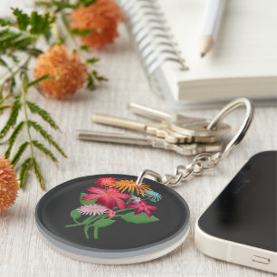 Porte-clefs Bouquet de fleurs personnalisé esthétique Boho Flo
