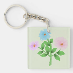 Porte-clefs Bouquet de fleurs sauvages à l'aquarelle éthérée -