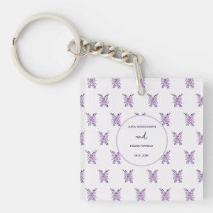 Porte-clefs Bouquet de fleurs violettes à l'aquarelle