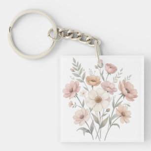 Porte-clefs Bouquet de l'Anémone Douce Aquarelle Douceur