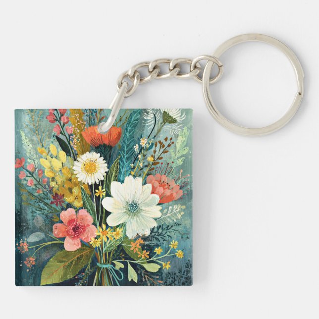 Porte-clefs Bouquet de printemps coloré (Dos)
