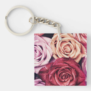 Porte-clefs Bouquet de roses roses