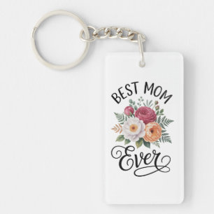 Porte-clefs Bouquet Floral Élégant Meilleure Maman de Tous les
