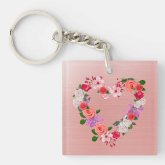 Porte-clefs Bouquet Floral En Forme De Coeur D'Amour
