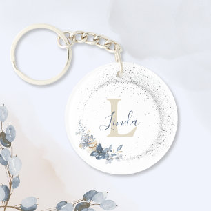 Porte-clefs Bouquet Floral Féminin Élégant Monogramme