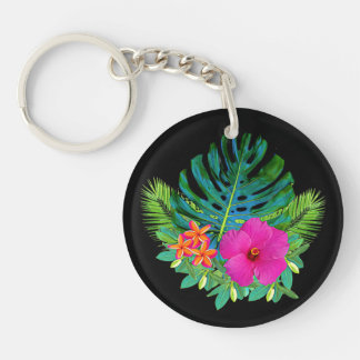 Porte-clefs Bouquet floral tropical hawaïen