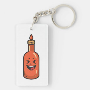 Porte-clefs Bouteille de Sauce Piquante de Dessin Animé Mignon