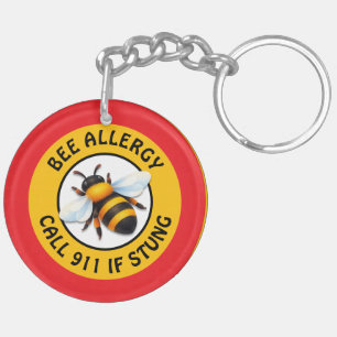 Porte-clefs Bouton d'alerte d'allergie grave aux abeilles