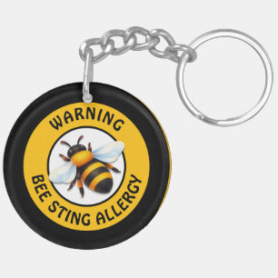 Porte-clefs Bouton d'alerte d'allergie grave aux abeilles