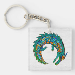 Porte-clefs Bouton d'art Alligator tribal