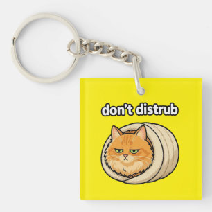 Porte-clefs Bouton de chat orange esthétique mignon Ne pas dér