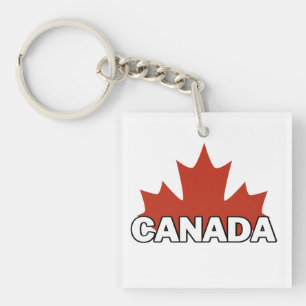 Porte-clefs bouton de l'autocollant carré de la fête du canada
