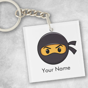 Porte-clefs Bouton de nom personnalisé Emoji Ninja
