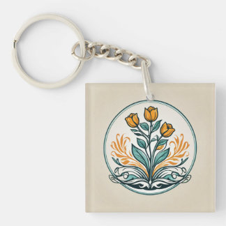 Porte-clefs Bouton Floral orange