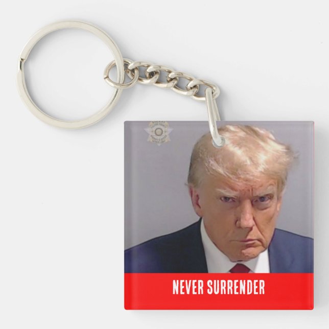 Porte-clefs Bouton Ne jamais abandonner Donald Trump 2024 (Devant)