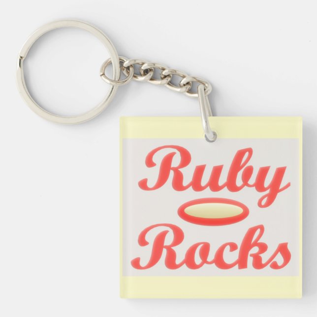Porte-clefs Bouton Porte - clé RUBY ROCHES ROUGE ET CRÈME (Devant)