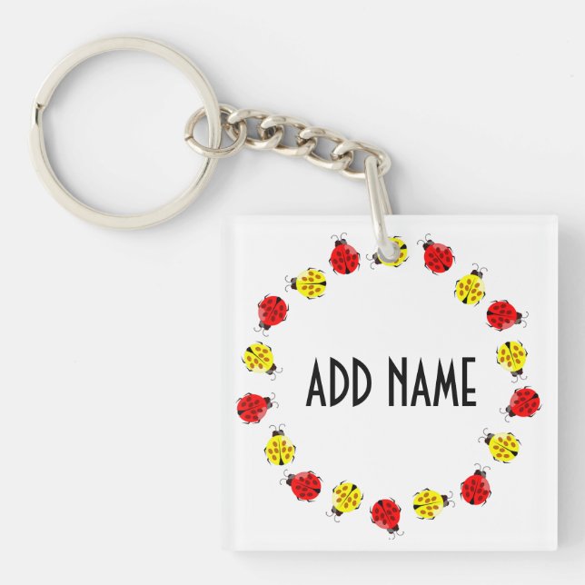 Porte-clefs Boutons De Cartoon Mignons En Rouge Et Jaune (Devant)