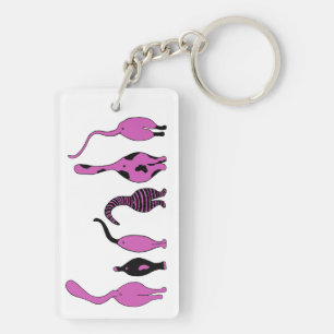Porte-clefs Boutons de chat violet