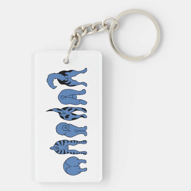 Porte-clefs Boutons de chien bleu (Dos)