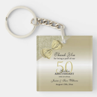 Porte-clefs Bow or romantique et Parties scintillant 50e Maria