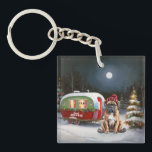 Porte-clefs Boxe d'hiver Caravan Christmas Adventure<br><div class="desc">Laissez-vous tenter par la magie d'une nuit d'hiver enneigée alors qu'une caravane glisse gracieusement à travers le paysage illuminé par la lune. La beauté sereine de la neige scintillante et l'éclat enchanteur de la lune créent une scène captivante, promettant une aventure de Noël inoubliable remplie de chaleur, de joie et...</div>
