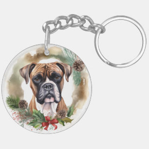 Porte-clefs Boxer Christmas Wreath Festive Pup