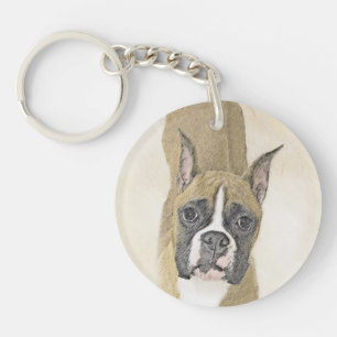 Porte-clefs Boxer Painting - Joli Art Original de Chien